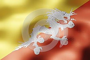 Bhutan - textile flag - 3d illustration