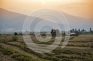 View of poor villages in dry season at Paro, Bhutan