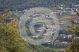 Bhutanese town in a valley