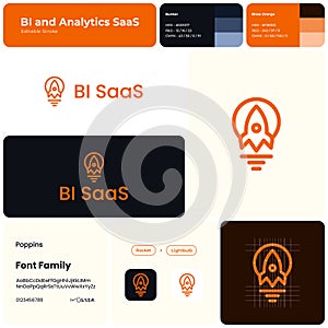BI and analytics SaaS template rocket and lightbulb logo