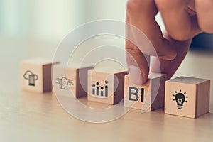 BI-Business intelligence. The process of leveraging data driven insights to make informed decisions.