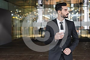 bi-racial security man in suit