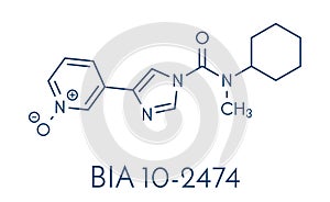 BIA 10-2474 experimental drug molecule. Fatty acid amide hydrolase FAAH inhibitor that caused severe adverse events in a. photo