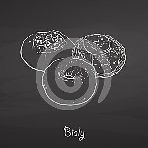 Bialy food sketch on chalkboard photo