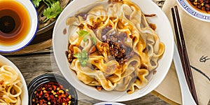 Biang Biang noodles -Thick, broad, hand-pulled noodles seasoned with chilli, garlic