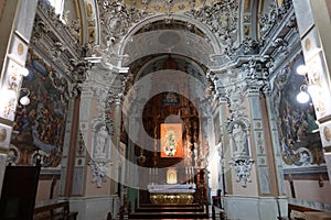 General view of the Churrigueresque style Communion Chapel of Biar, Alicante, Spai