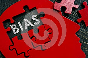 Bias word in the brain from puzzle. photo
