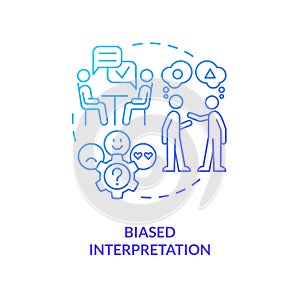 Biased interpretation blue gradient concept icon