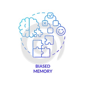 Biased memory blue gradient concept icon