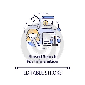 Biased search for information concept icon