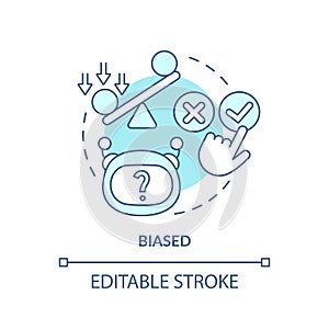 Biased turquoise concept icon