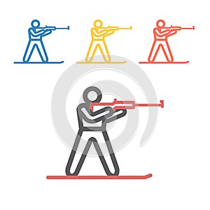 Biathlon line icon. Winter game. Vector signs for web graphics