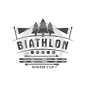 Biathlon logo badge. Vector Illustration. Winter sport Isolated emblem for design. photo