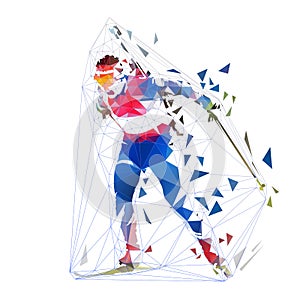 Biathlon racing, polygonal vector illustration