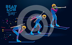 Biathlon. Vector icons photo