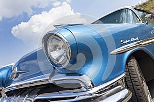 Biberach, Germany, 31 August 2015: American vintage car, close-up of front detail