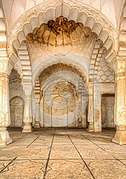 Decorated arches of the mosque at the Bibi ka Maqbara mausoleum built in 1678, Aurangabad, India photo