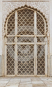 Intricate Window or Jali at the Bibi ka Maqbara mausoleum built in 1678, Aurangabad, India photo