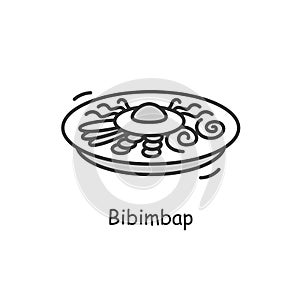 Bibimbap icon.Traditional korean dish.Thin line vector illustration
