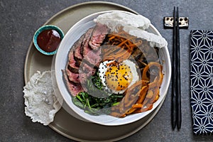 Bibimbap, Korean beef and vegetables