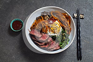 Bibimbap, Korean beef and vegetables