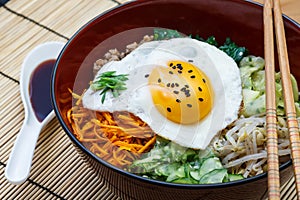 Bibimbap, korean dish closeup