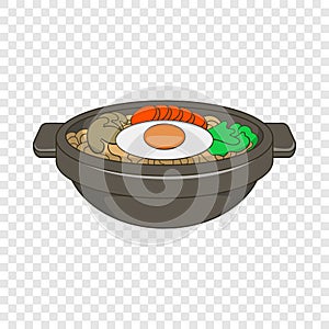 Bibimbap korean dish icon, cartoon style
