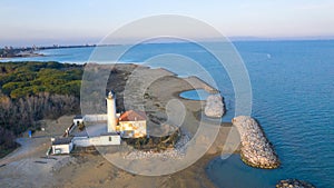 Bibione lighthouse at sunset from above photo