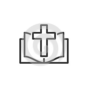 Bible book icon in flat style. Church faith vector illustration on white isolated background. Spirituality business concept