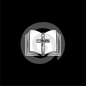 Bible book icon isolated on black background