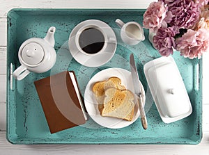 Bible on a Breakfast Tray Ready for a Personal Bible Study
