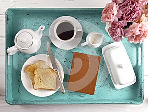 Bible on a Breakfast Tray Ready for a Personal Bible Study