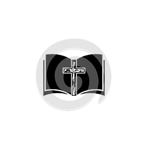 Bible Church logo, Bible Society, Bible and wooden cross icon