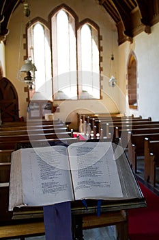 Bible in church opened at Psalms