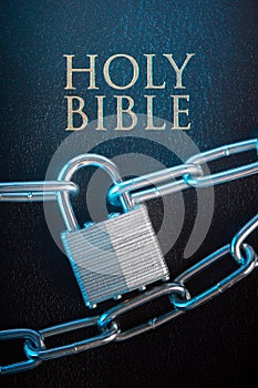 Bible closed with a chain lock