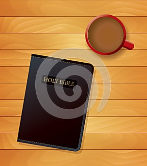 Bible and Coffee Devotional Concept Illustration