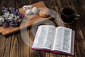 Bible and coffee