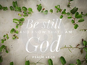 Be still with bible verse design for Christianity with sandy beach background. photo