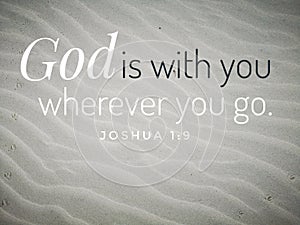 God is with you design for Christianity with sandy beach background. photo