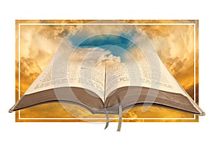 bible concept open book spirit spiritual heaven gospels god christ clouds sky religion peace power