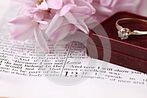 Bible and engagement ring