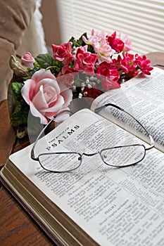 Bible and Flowers photo
