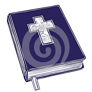Bible, gospel, the doctrine of Christianity, symbol of Christianity hand drawn vector illustration sketch
