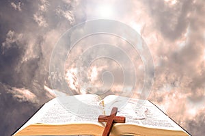 Bible and the heavens as a background