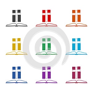 Bible holy book icon. Set icons colorful