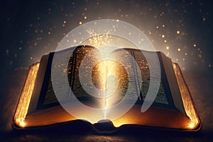 Bible the Holy Book the Word of God with Light Bokeh Effects and Vintage Dream Style Generative AI Illustration