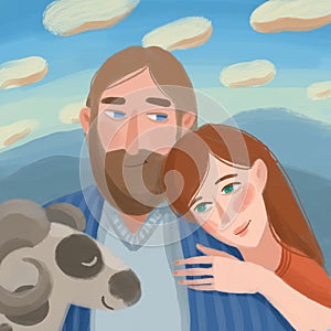 Bible Illustration about  Jacob and Rachel photo