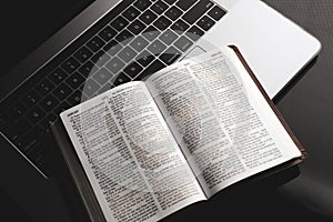 Bible on a laptop computer