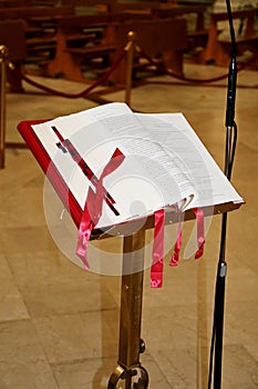 Bible on Lectern, Chiesa di Nostra Signora Assunta e Santa Zita,Via di Santa Zita, Corso Bunos Aires, Genova, Italy