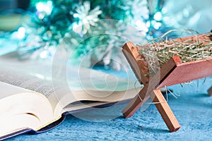 Bible manger and native scene abstract christmas background concept